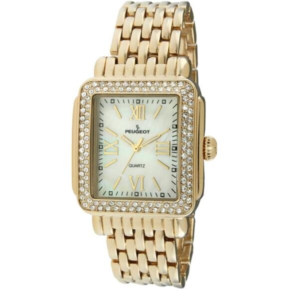 Peugeot Women Rectangle Dress Watch with Crystal Decorated Bezel, Roman main image 7